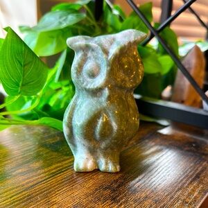 Green Grossular Garnet Owl Carving
